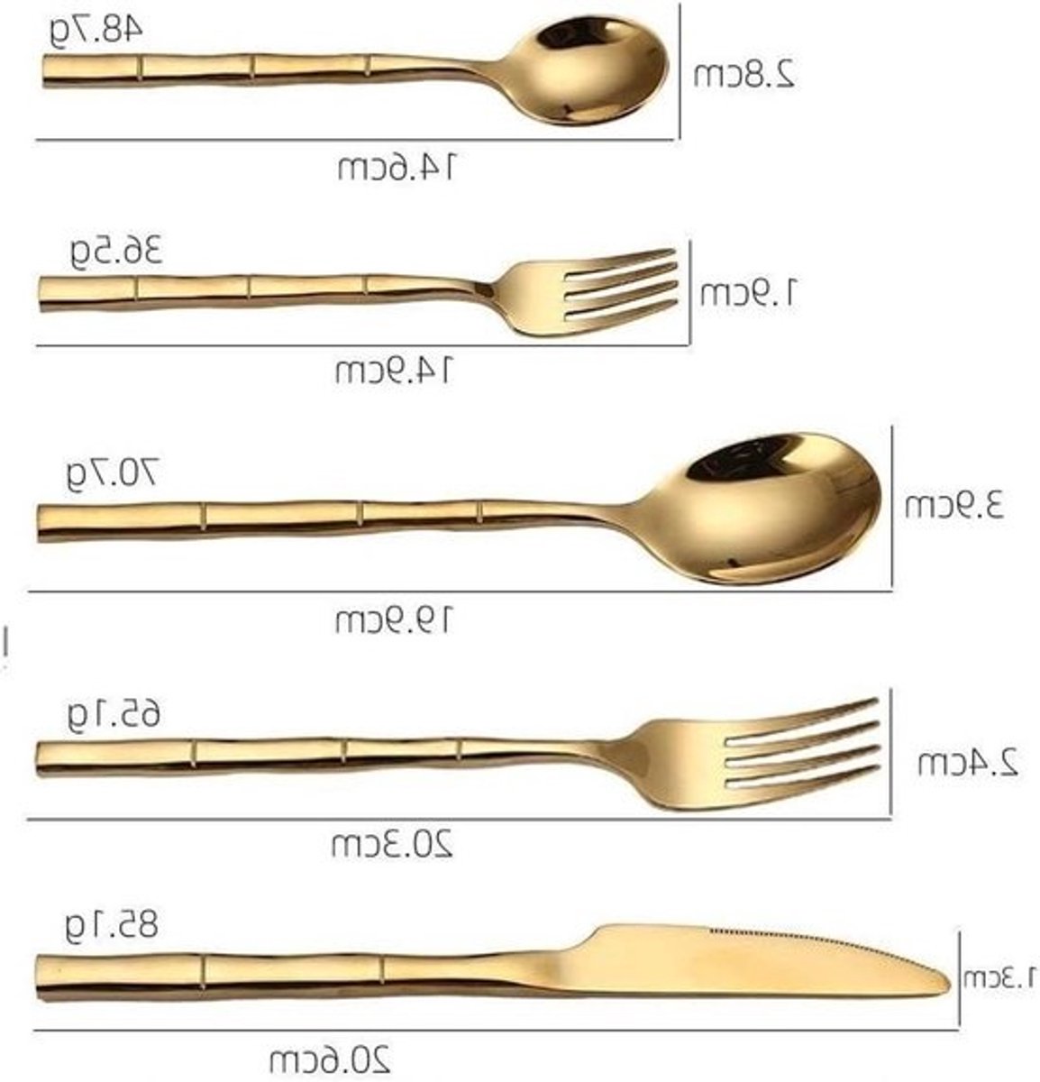 Bestekset - Keukenbestekset - Tafeldekken - Elegant Design - 30 Delig - Goud