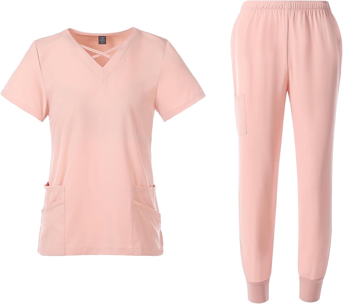 Verpleegster uniform set elastische ronde hals top sneldrogend trekkoord yoga joggingbroek slim fit medische werkkleding DK53