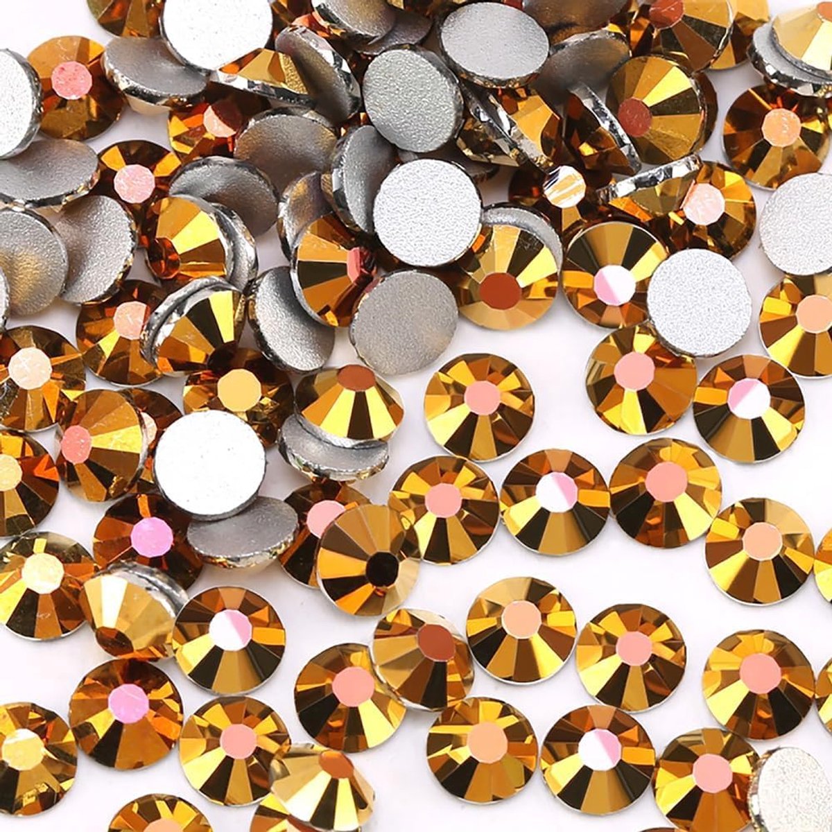 Steentjes platte achterkant strass niet-hotfix glazen edelstenen voor nail art, kleding, telefoonhoesjes, schoenen en doe-het-zelf ambachten 6,4 mm, SS30/288 stuks, Gold Hematite
