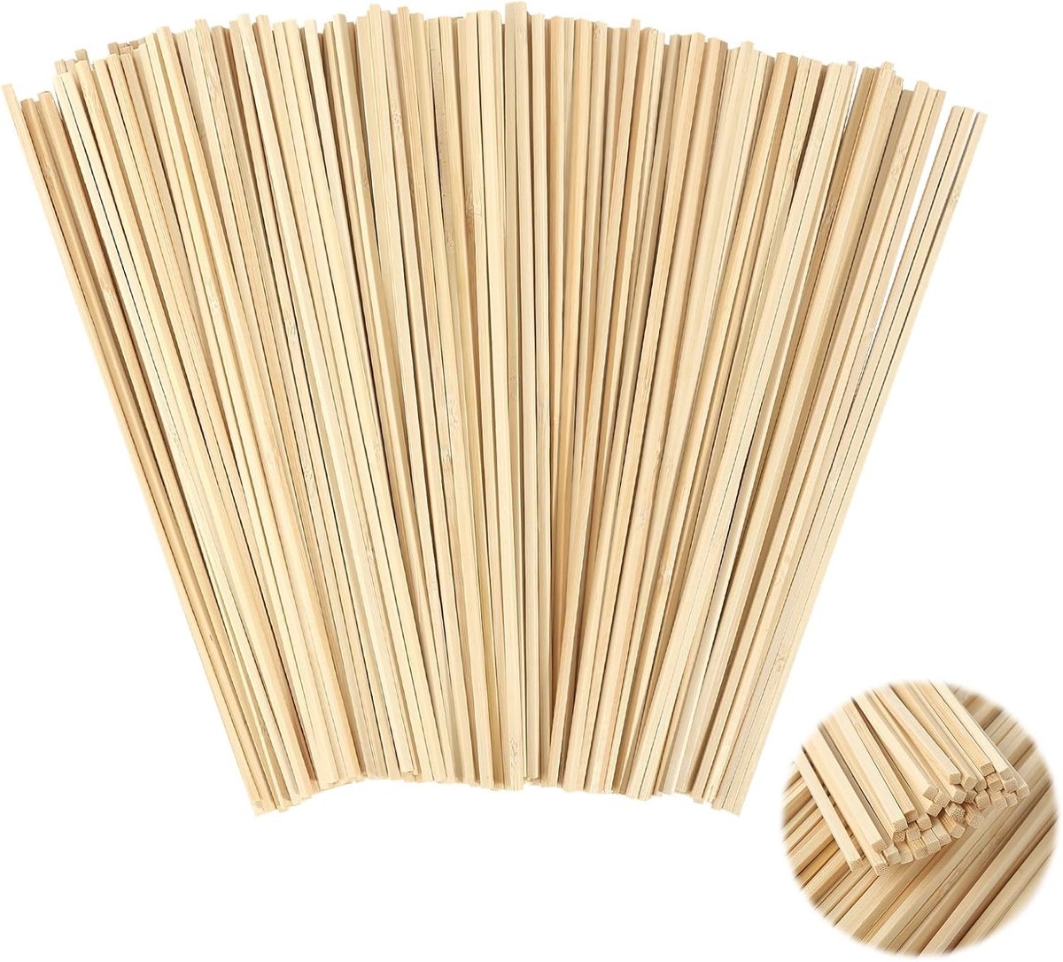 200 stuks suikerspin-staafjes, 300 mm x 4 mm suikerspinstaafjes, suikerspinstaafjes, houten stokjes voor knutselen, modelbouw, doe-het-zelf handwerk, houtbewerking