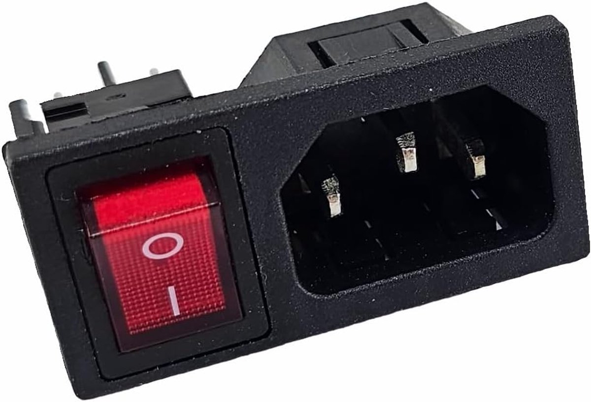 C-14 10A/250V, met verwisselbare rode 4-pins LED-schakelaar 6A/250V