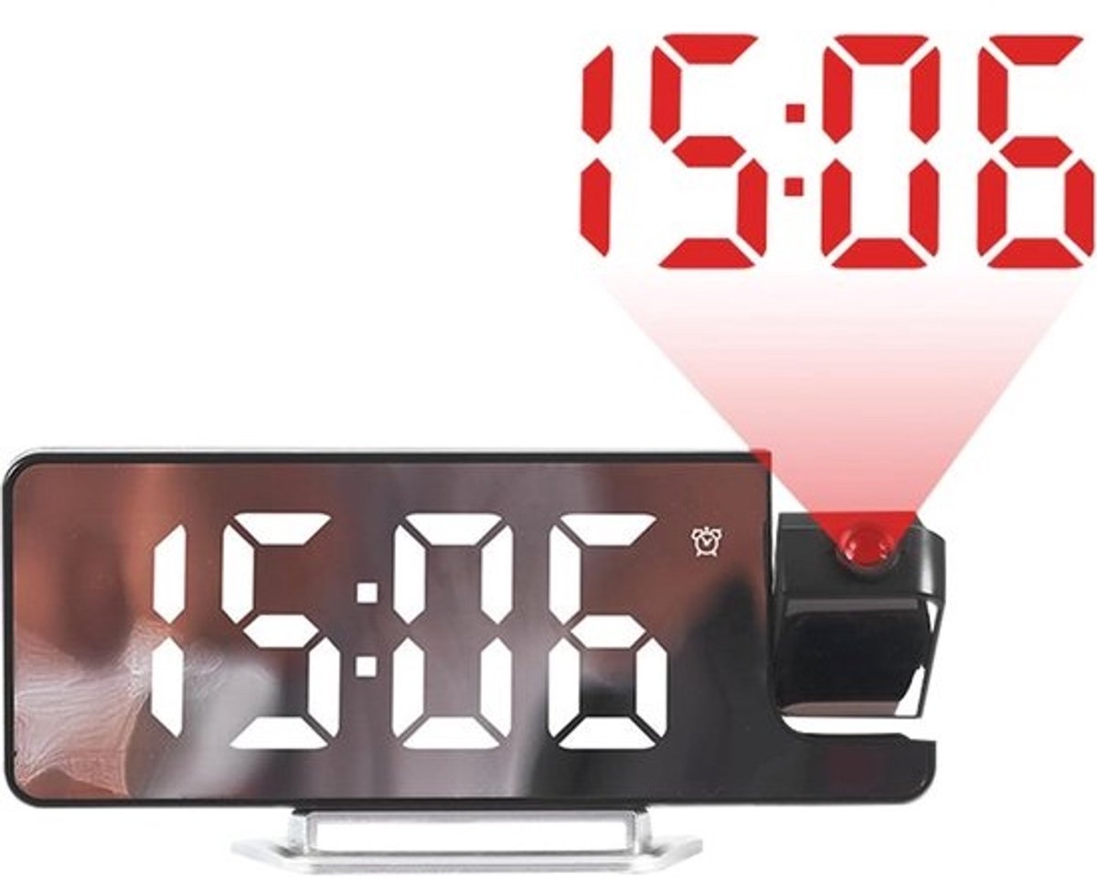 Projectieklok - Digitale wekker - Tijd projecteren - Automatisch dimmend - 193 cm - Wit licht