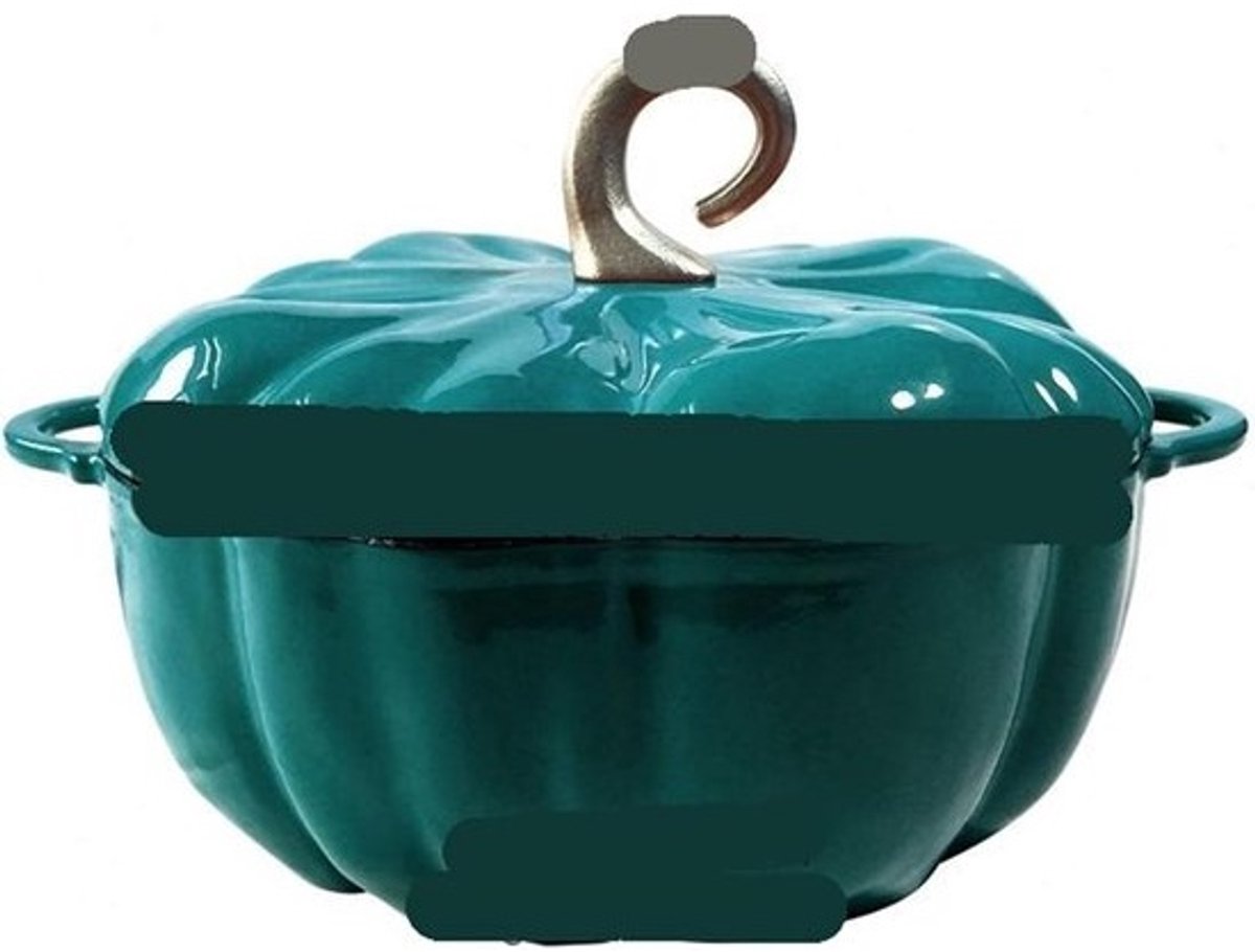 Stoofpan Gietijzer - Dutch Oven - Langzaam Koken - Uniek Pompoen Design - 24 cm - Groen