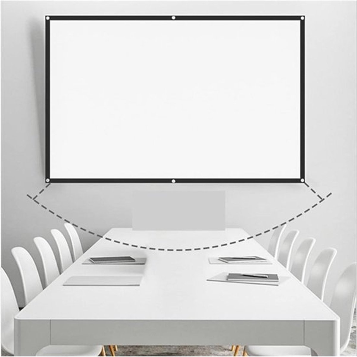 Projectorscherm - Projectie Scherm Gordijn - Thuis Bioscoop - 180 Graden Kijkhoek - 100 Inch - Mat Wit
