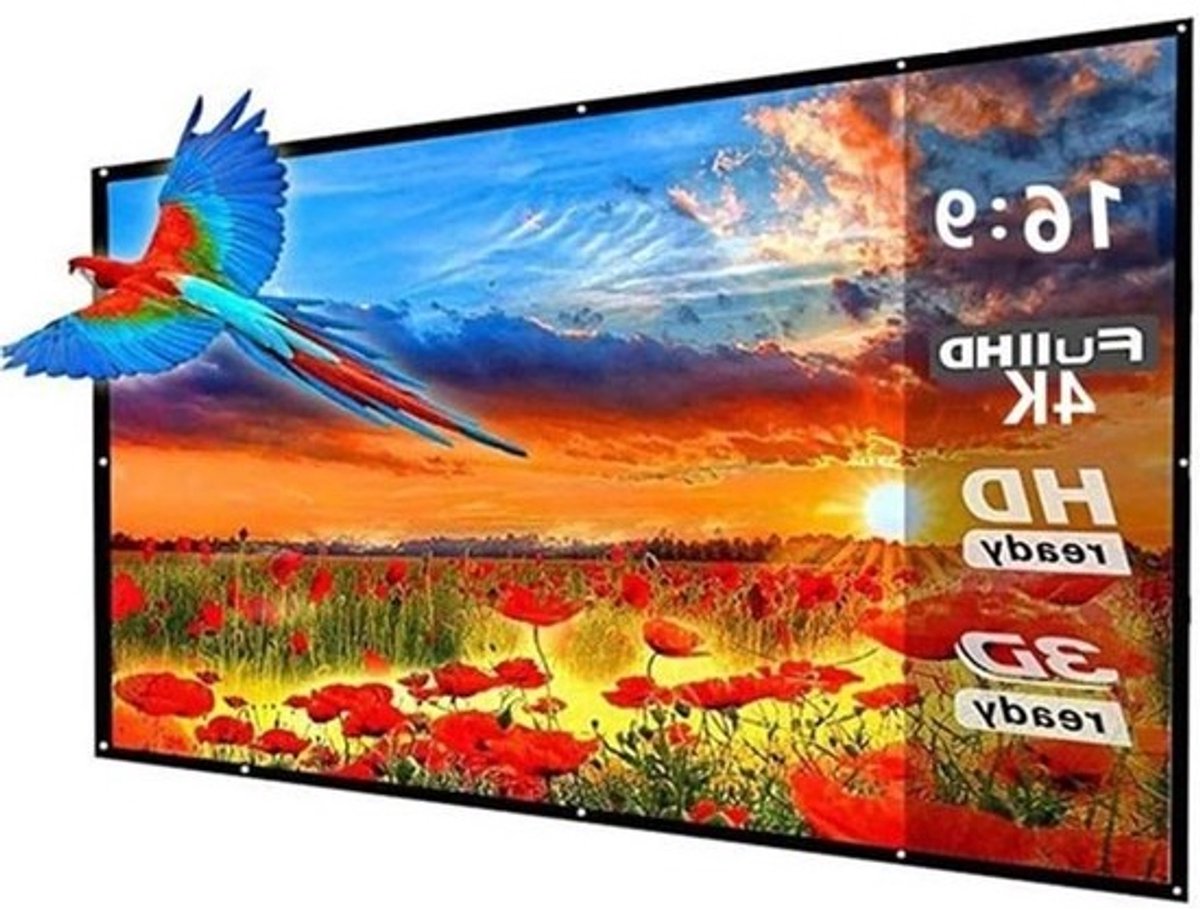 Projectiescherm Opvouwbaar - Draagbaar Scherm - Thuisbioscoop Creëren - Kreukvrij Materiaal - 120 inch - Wit