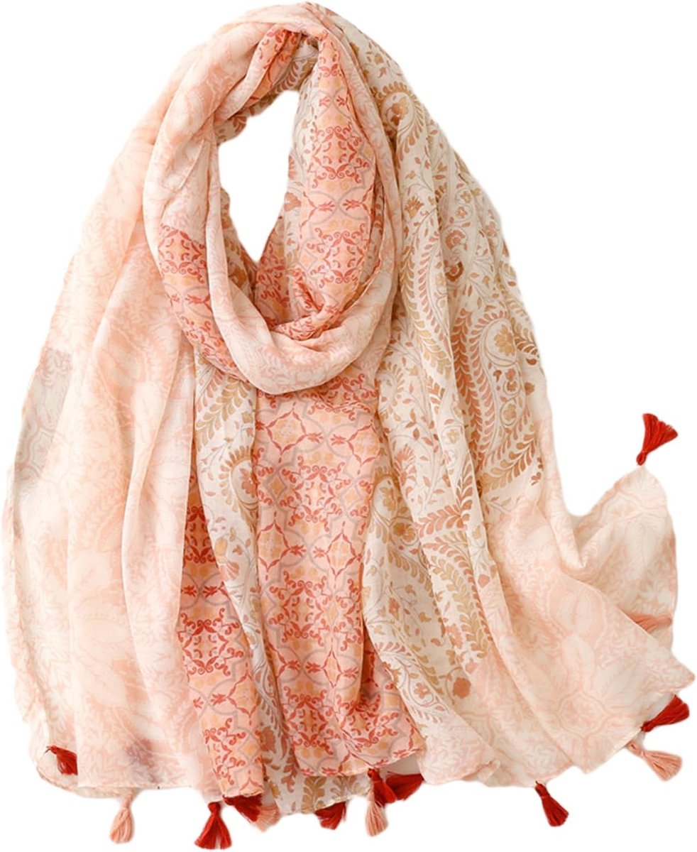 Sjaal voor vrouwen zachte print lichtgewicht wrap sjaal mode lange gezellige bloemen sjaals geschenken voor vrouwen