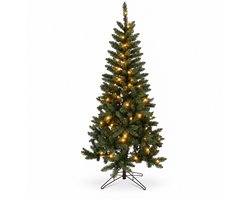 Buxibo Groene PVC 210cm Kerstboom met Verlichting op Metalen Standaard - 200 LED-licht en 8 lichteffecten - 1020 Takken - 210cm