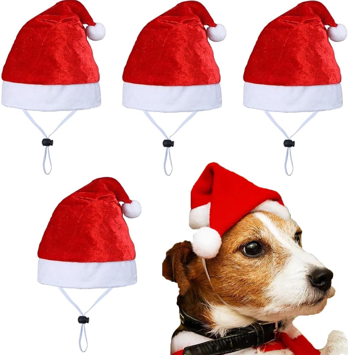 4 stuks kerstmutsen voor honden, kerstmuts, kerstmuts, huisdier, kerstkostuum met kerstmuts voor kleine kat hond