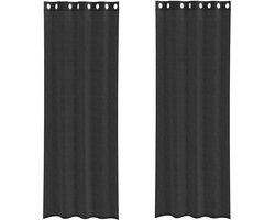 vidaXL - Gordijnen - voile - met - doorvoertules - 2 - st - 140x260 - cm - zwart