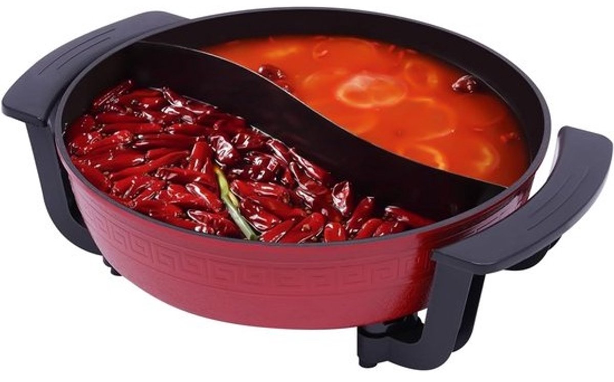 Elektrische Hotpot - Kookpot Soepketel - Gezellig Tafelen - Dubbele Kamer - 6 Liter Capaciteit - Zilver