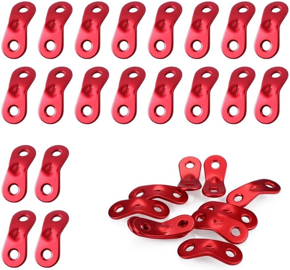 30 Stuks Tentlijn Spanners van Aluminium, 2 Gaten, Voor Windtouwen, Tentaccessoires en Camping Tensioners