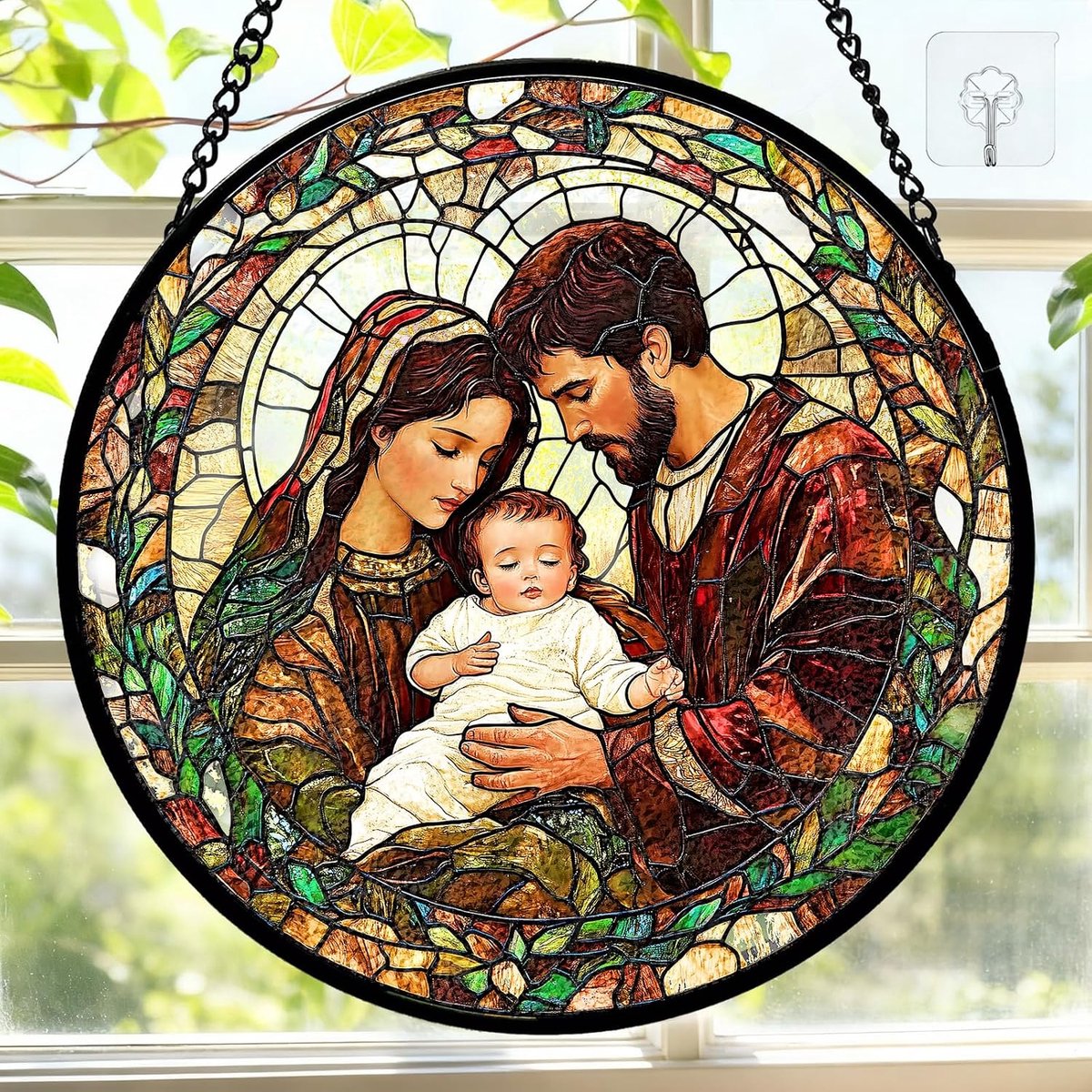 Jezus zonnevanger venster kristal decoratie, 20 x 20 cm