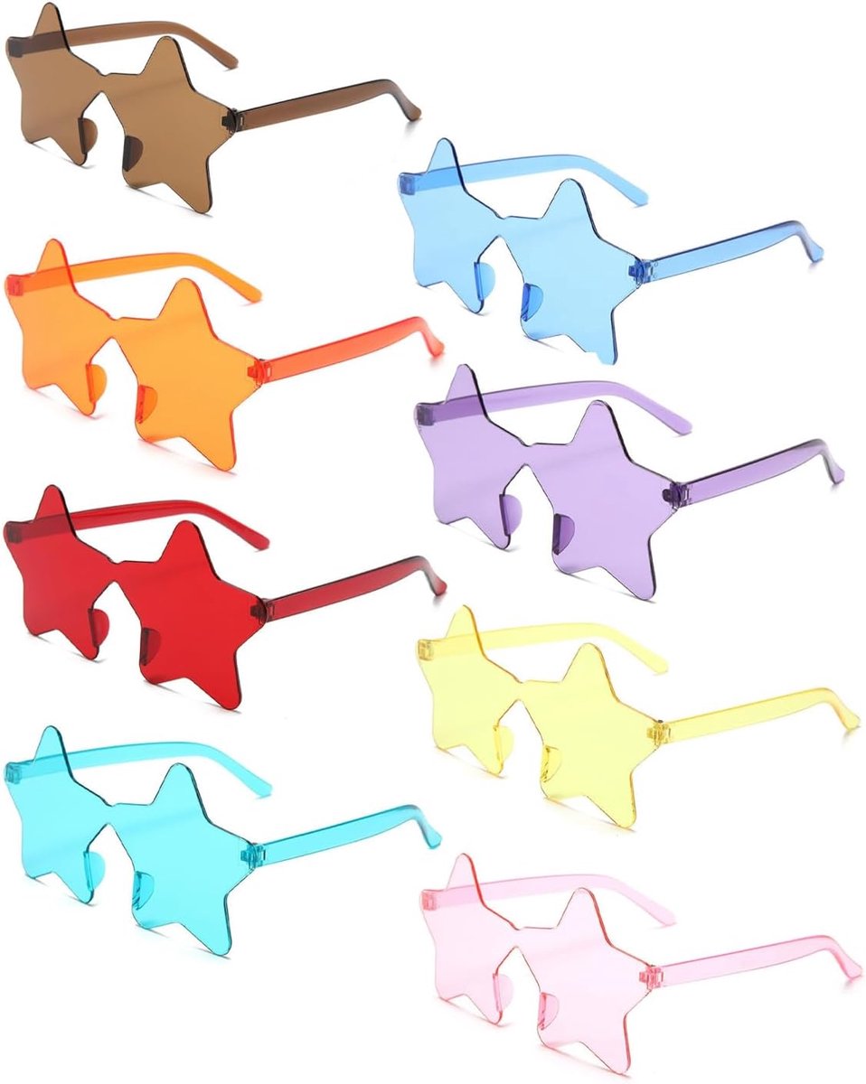 8 stuks (1 per kleur), licht en draagbaar voor verjaardagen, bruiloften, grappige partybrillen en creatieve foto's voor kinderen en volwassenen