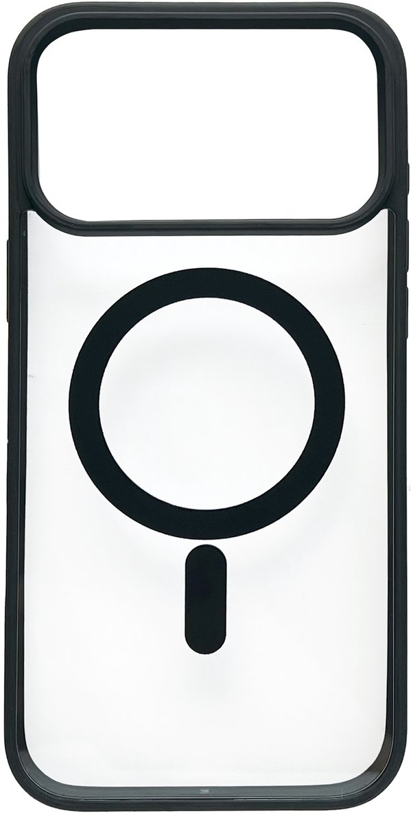 Hoesje Geschikt voor Apple iPhone 18 Pro Max - Zwart - Casemania Magnetisch Bumper Back Cover Geschikt voor MagSafe - Zachte TPU Rand en Krasbestendige Transparante Achterkant Back Cover