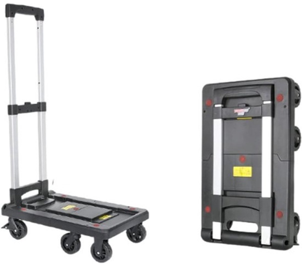 Opvouwbare Steekwagen - Boodschappentrolley Karretje - Zware Goederen Vervoeren - 6 Rubberen Wielen - 55 x 34 x 15 cm