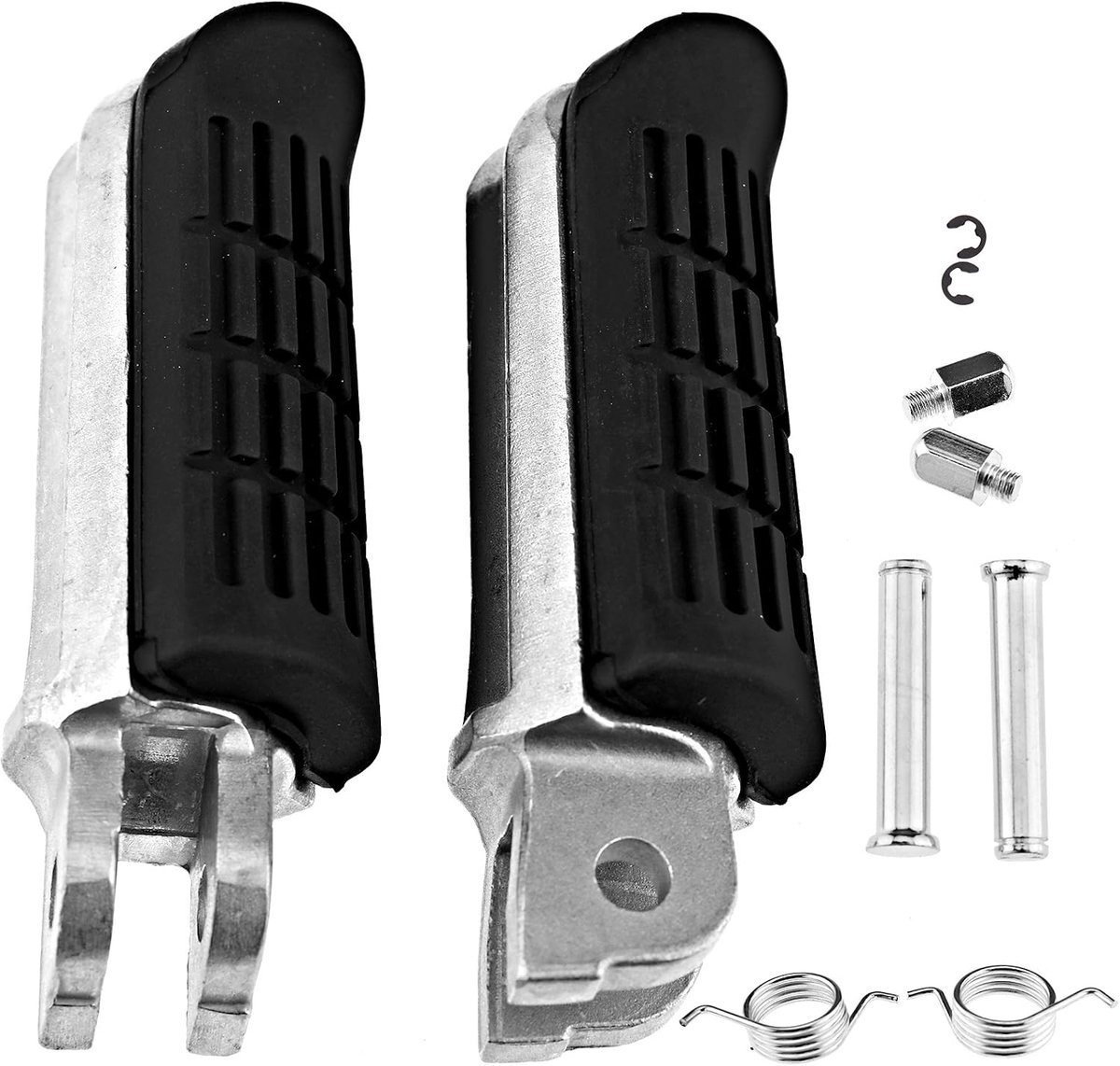 Dailygoods- Voetsteunen Staal/Rubber - 2 Stuks - Maat 8,45 cm x 4 cm - Compatibel met Yamaha FJR/FZ1/FZ6/XJR - Links/Rechts - Schokbestendig - Motorvo