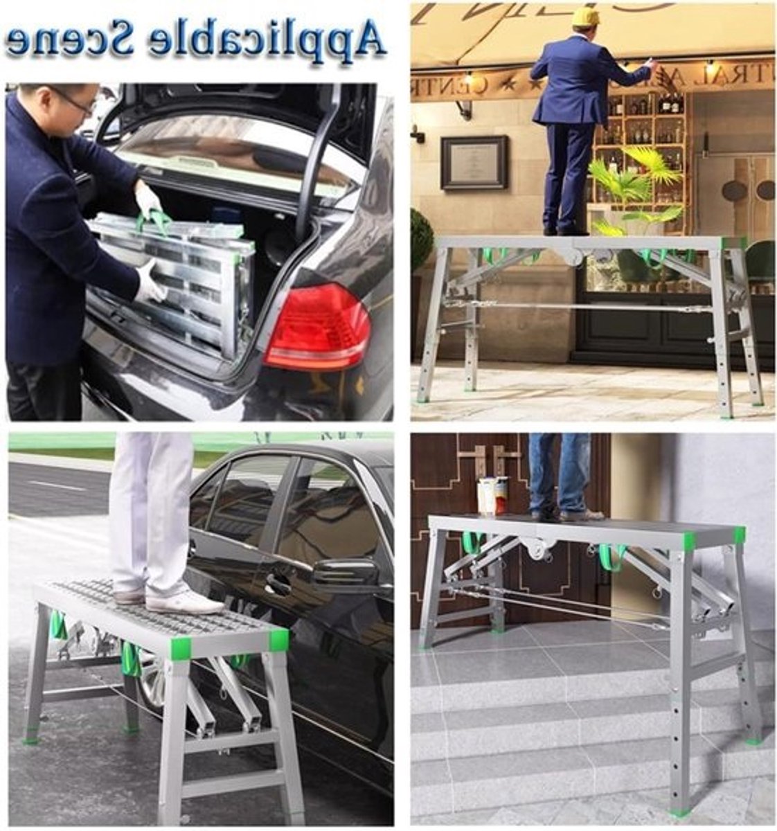 Vouwsteiger - Werkplatform Steiger - Klus Klussen - Verstelbare Hoogte - 140-200cm Lengte - Zilver