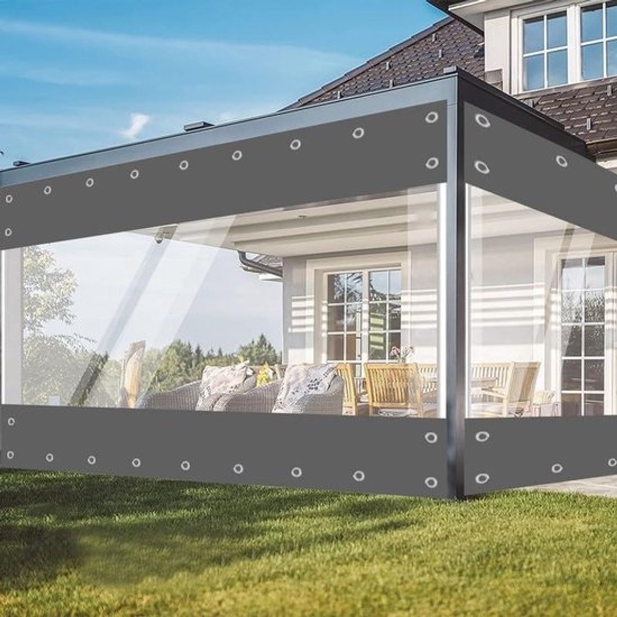 Transparant zeil - Waterdicht afdekzeil - Tuin beschermen - UV-bescherming 50+ - 24 x 3 m - Grijs
