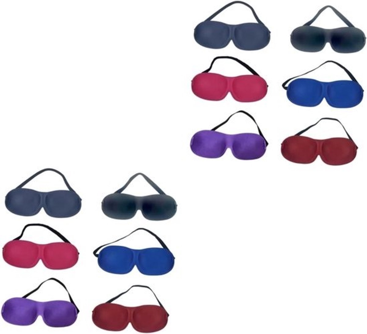 Oogmaskers Slapen - Blinddoek Ooglapje - Licht Blokkeren - Stereoscopisch Ontwerp - 12 Stuks - Mix Kleuren