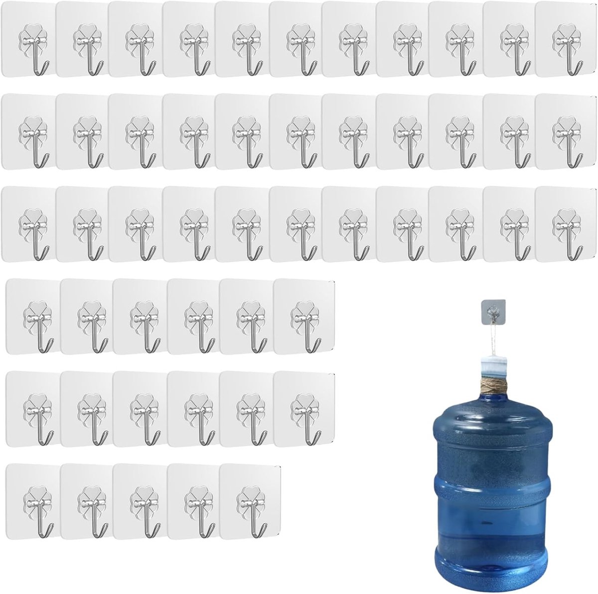 Multifunctionele Transparante Waterdichte Haakjes - Zelfklevende Handdoekhaken, 50 Stuks, Sterk en Rotatiebaar, 6x6cm, Zonder Boren, Ideaal voor Badkamer en Keuken
