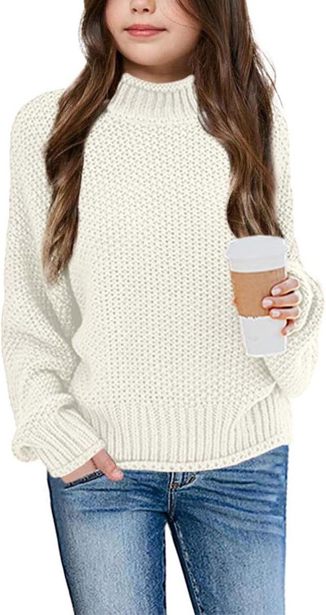 Meisjespullover winter rolkraag gebreide trui lange mouwen gebreid casual 5-14 jaar
