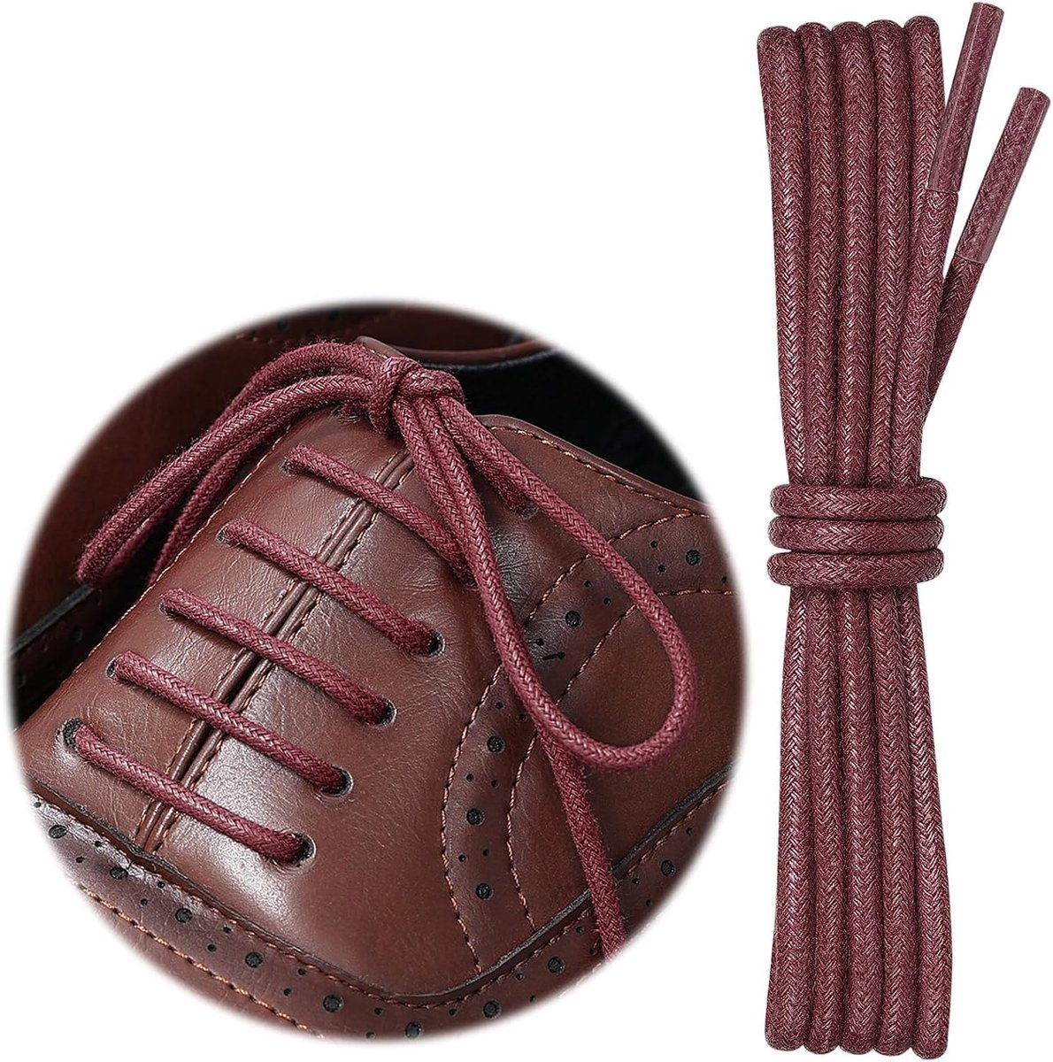 Schoenveters voor Geklede Schoenen, Versterkte en Sterke Leren Schoenveters voor Mannen, Leren Schoenen, Dikte: 3 mm Diameter