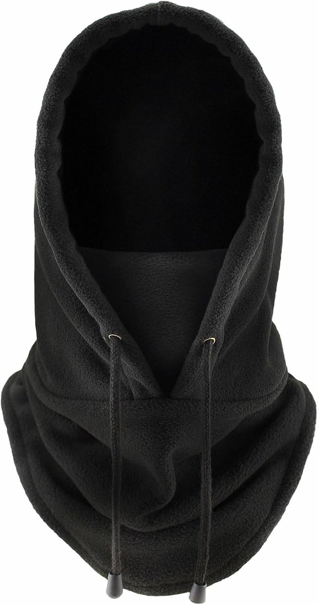 fleece bivakmuts, balaclava hoed voor heren en dames, zwarte skimask, warme capuchon, nekwarmer, skimuts, bivakmuts, motorkap, winddicht
