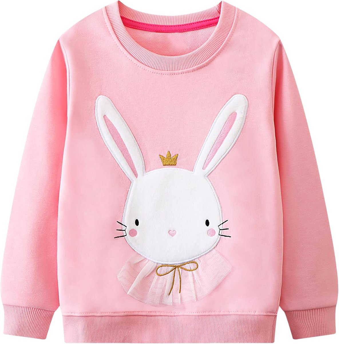 Sweatshirt voor Kinderen Baby Meisjes Lange Mouwen Tops T-Shirt Jumper Katoen Casual Eenhoorn Borduurwerk Regenboog Print Sweatshirt Pullover Peuter Leeftig 2-7 Jaar, Roze/Grijs