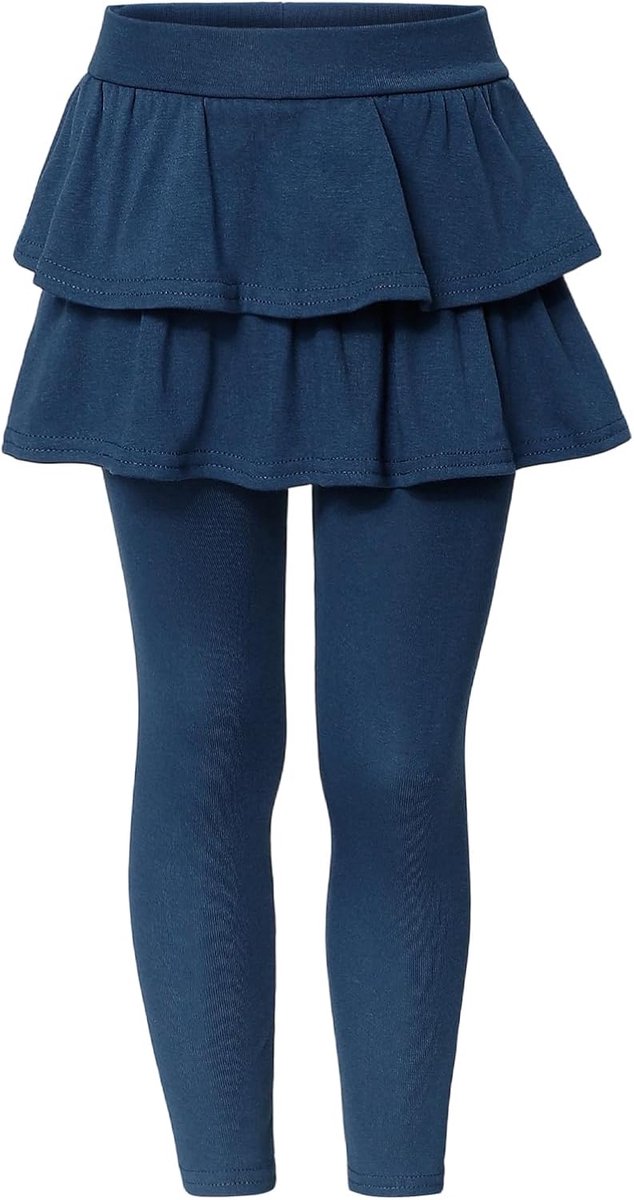 Leggings met rok voor meisjes, 2-in-1 met hoge tailleband, zacht en elastisch, zwart/grijs, marineblauw, maat 98-140