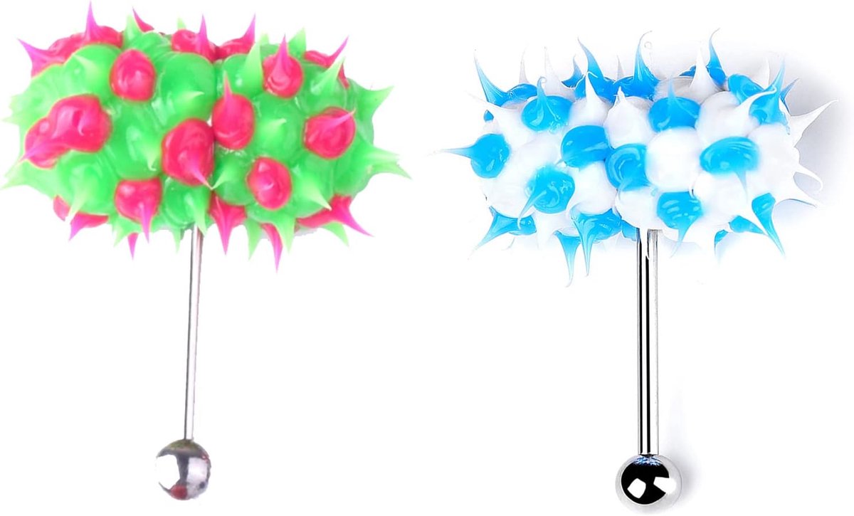 Vibrerende tongringen, vibrerende tongpiercing, barbell siliconen tongringen, piercing sieraden, vibrator, tongring voor vrouwen, vibrerende bal 316L roestvrij 2st, Siliconen, geen edelsteen