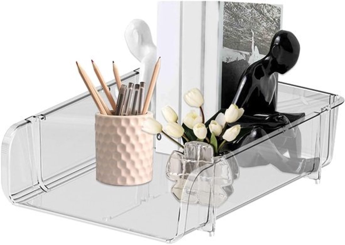 Papier Organizer Dienblad - Documentenlade Stapelbaar - Bureau Organiseren - Transparant PET Materiaal - 38.3 x 32.9 x 11.6 cm