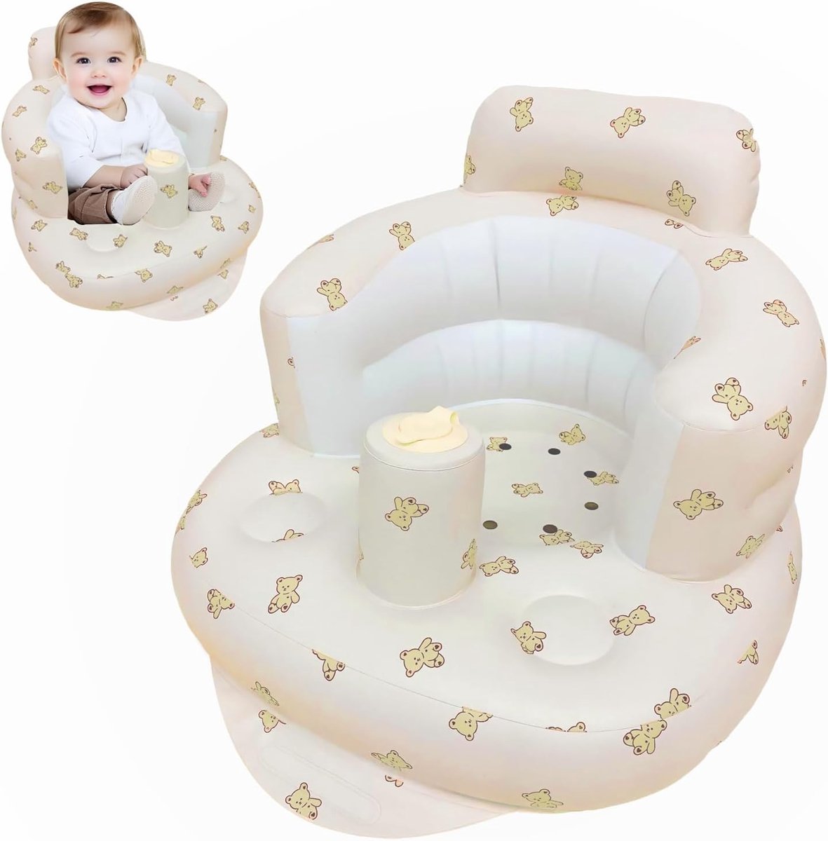 Babyzithulp voor baby's -36 maanden, opblaasbaar babyzitje, babyzitjes om op te zitten, pvc babyzitje voor peuters, opblaasbare babystoel met ingebouwde luchtpomp