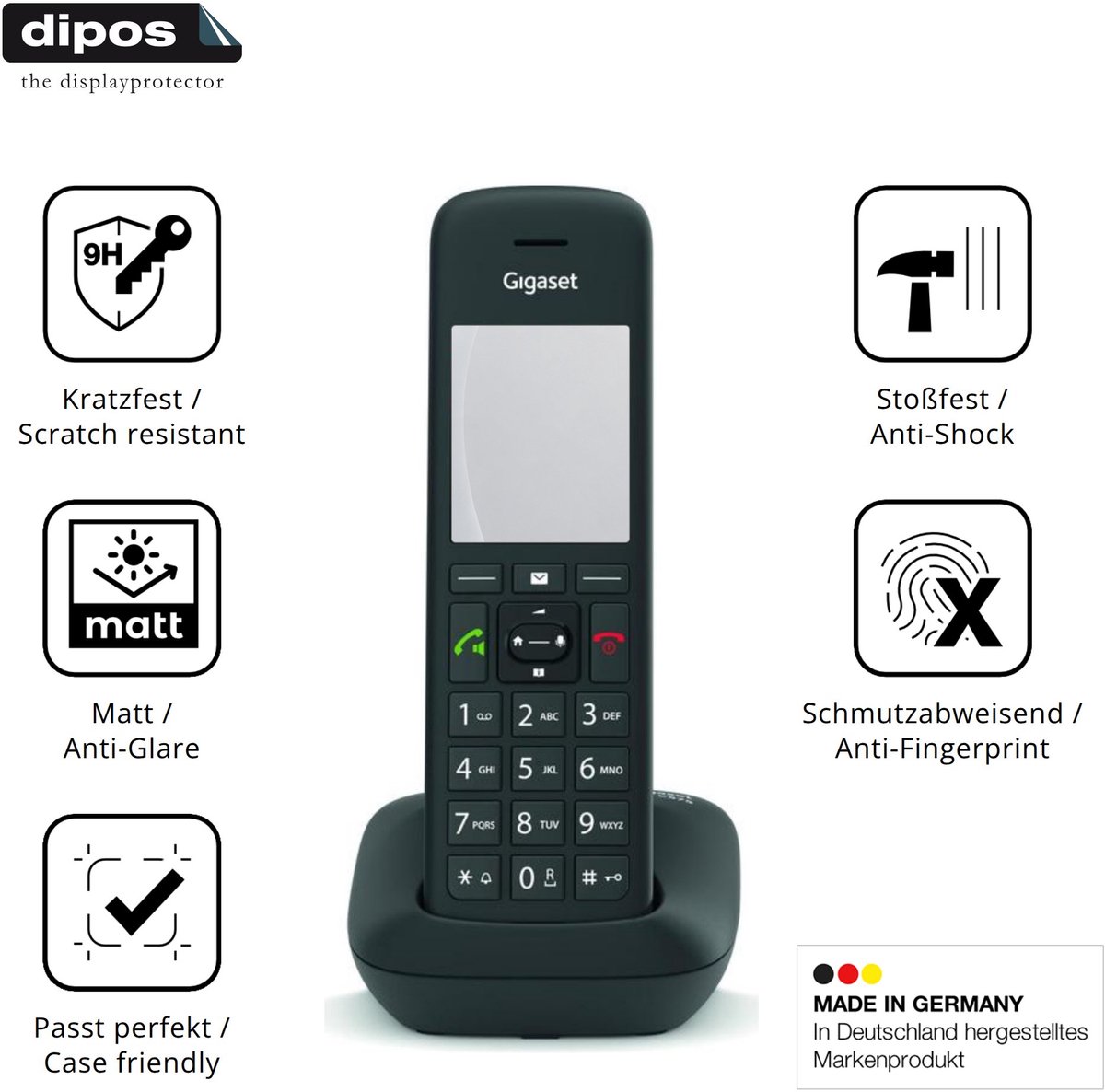 dipos – 2x Matte Pantserfolie geschikt voor Gigaset C575A | 9H Screenprotector