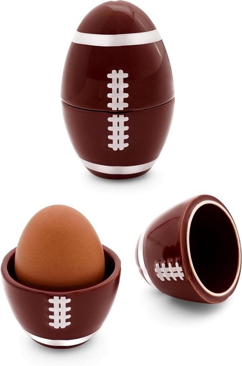 Keramische Eierdop met Deksel in American Football Stijl voor Ontbijt