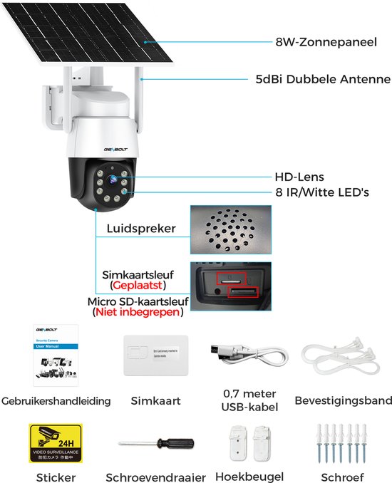 GENBOLT 4G Beveiligingscamera Buiten op Zonne-energie 2K AOV 24/7 Opname Dual Lens PTZ AI Detectie 8W Zonnepaneel IP66 — afbeelding 2