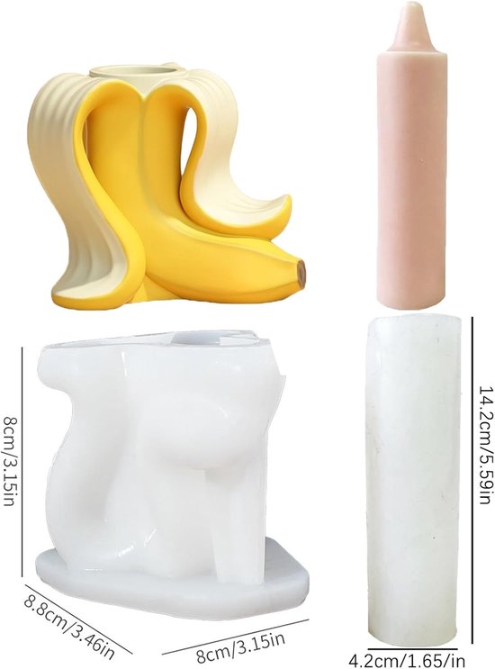 2 stuks bananenkaarsenhouder, siliconen vorm voor kaarsenhouders en doe-het-zelf steunonderdelen — afbeelding 2