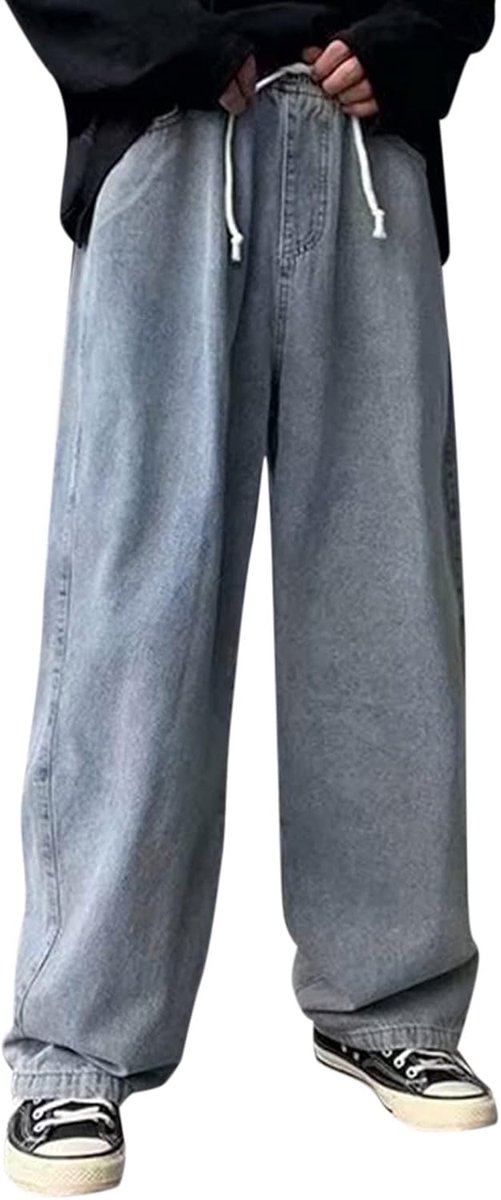 Broek voor heren, modieus, straat, breed, elastisch, plus-size, spijkerbroek, broek voor heren