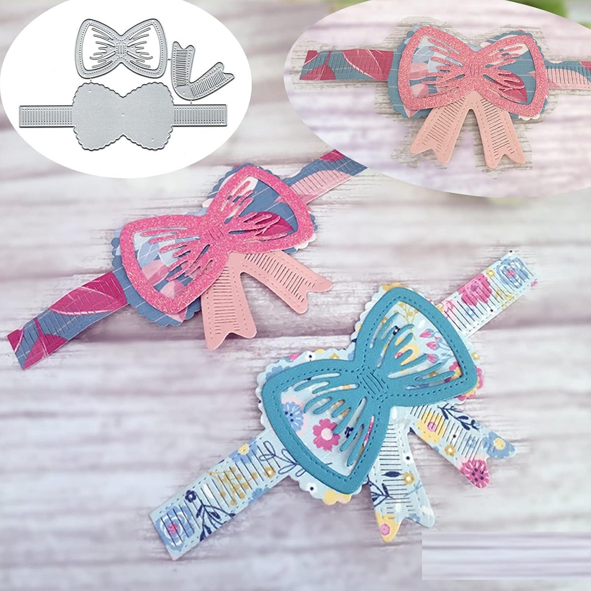 Bogen Bowtie Metalen Die Cuts, Lente Bloem Kant Boog Snijden Stansmessen Snijden Stencils Voor DIY Uitnodigingskaart Scrapbooking Album Decoratieve Embossing Papier Dies Card Maken