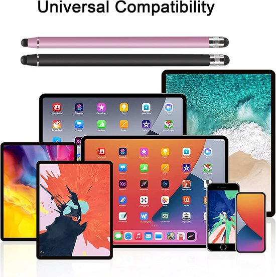 2 stuks, touchscreen-pen, 2-in-1, rubberen stylus touchpen voor alle mobiele telefoons/tablets, i-Phone i-Pad Pro, Mini, Samsung Galaxy, Surface Huawei, Lenovo, enz. (zwart + — afbeelding 5