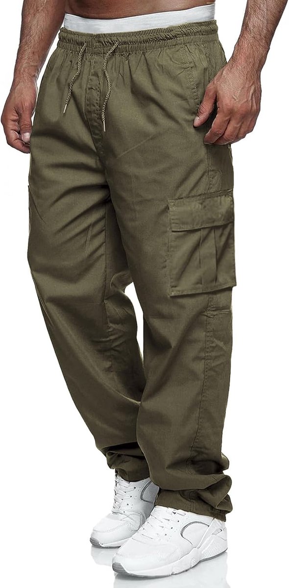 Lora Cargobroek heren joggingbroek sportbroek regular fit met zakken casual broek met elastische taille
