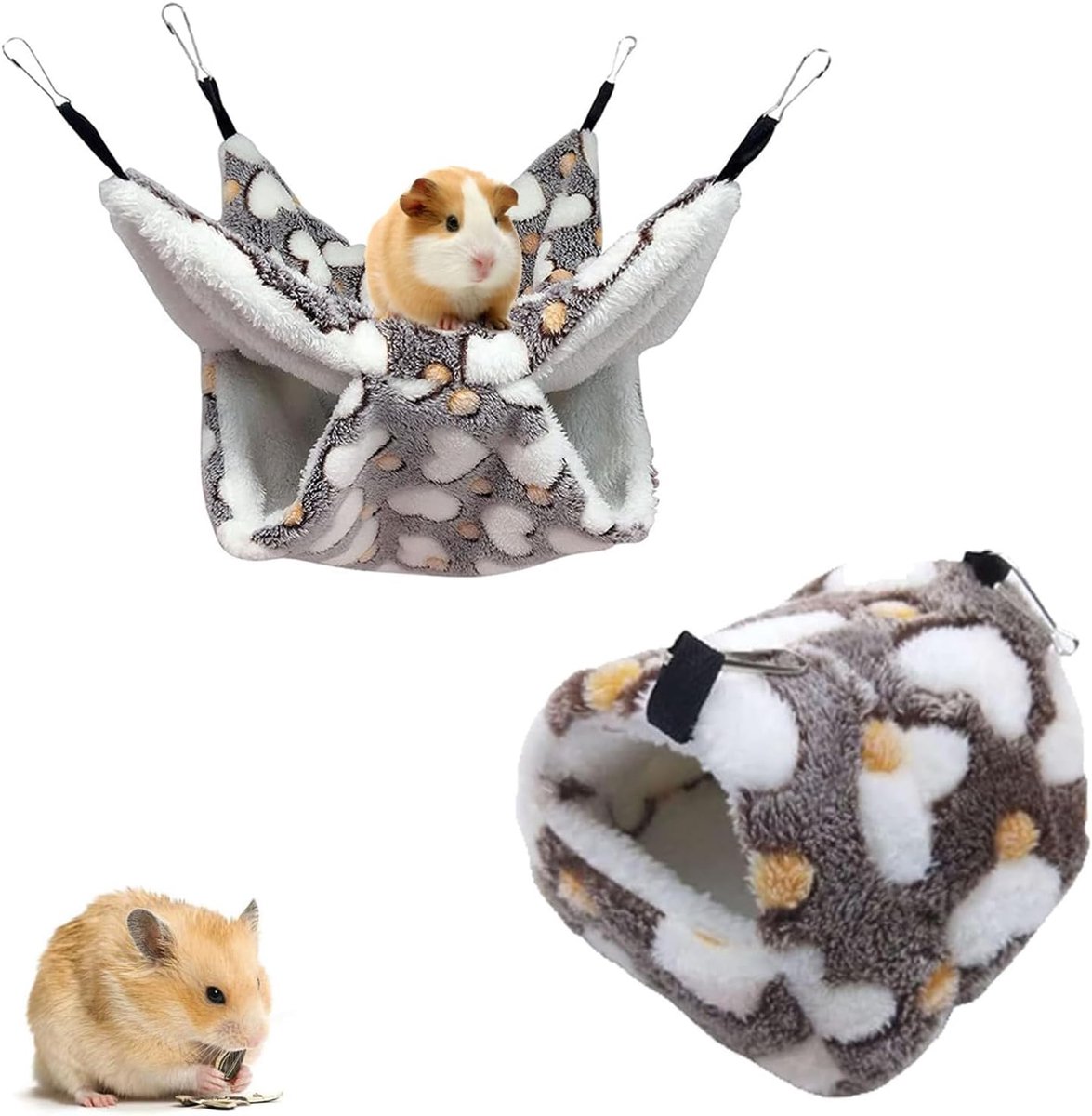 2 stuks hamsternest, hamsterhangmat voor huisdieren, ademend, hamsteraccessoires, geschikt voor hamsters, eekhoorns, egels, chinchilla's om te spelen en te slapen