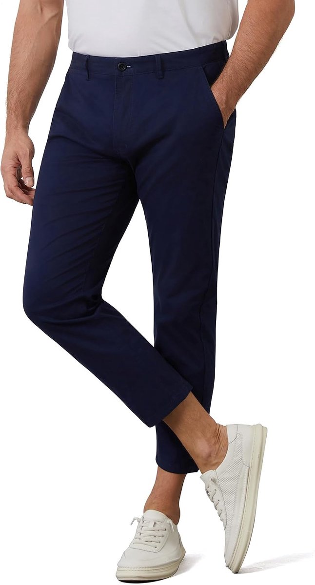 7/8 broek heren zomer chino cropped modern stretch licht atletisch taps