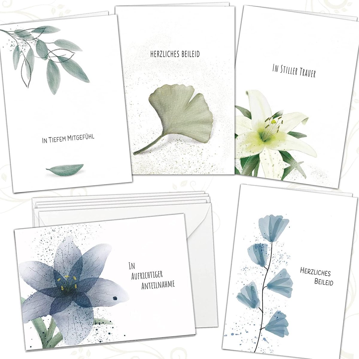 5 x rouwkaarten met envelop edel, condoleancekaarten met envelop hoogwaardig, modern en gevoelig, condoleancekaarten DIN A6 vouwkaarten rouwkaarten set 5 stuks condoleances uitdrukken -