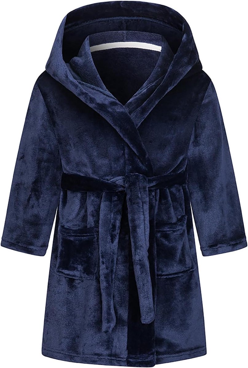 Badjas voor meisjes voor kinderen, effen kleur, badjassen, flanellen fleece badjas met capuchon voor jongens