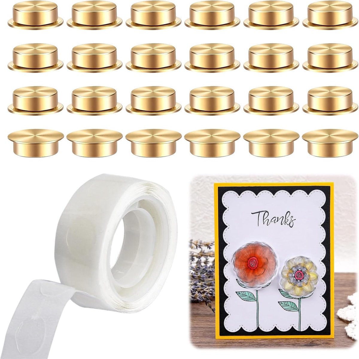 24 stuks mini-metalen draailagers, 10 mm mini-metalen roterende lagers, 360° rotatie voor knutselwerk, papieren kaarten, scrapbooking, nagelkunst (goud)