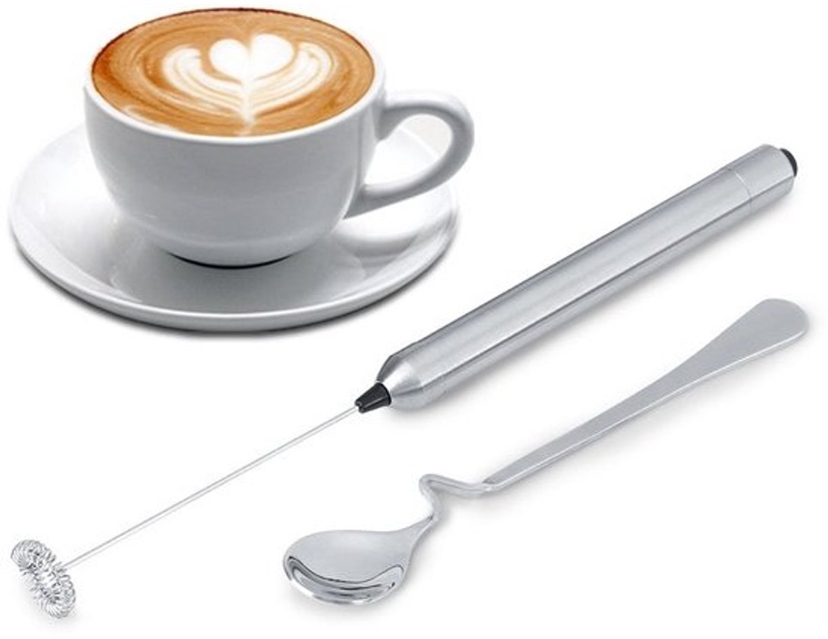 Dailygoody - Elektrische Melkopschuimer - Dubbele Garde - Batterijgevoed - Zilver - Perfect voor Koffie en Melk - Ideaal voor Thuisgebruik - Roestvrij