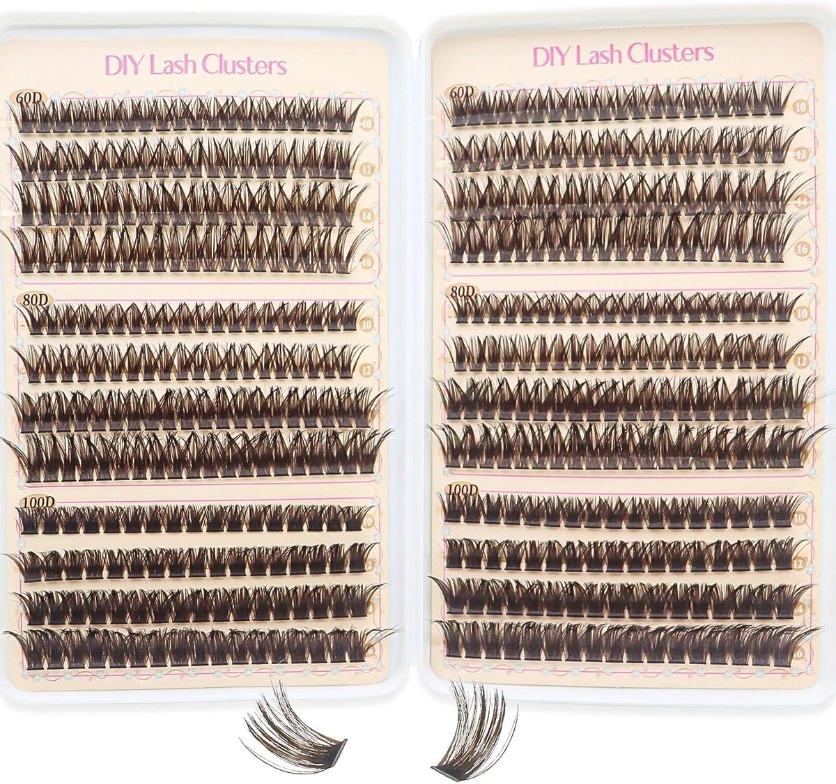 480 stuks individuele doe-het-zelf cluster D curl, individuele wimperextensies, volumineuze wimperextensies, volumineuze wimperplukje, uitlopende valse zacht, pluizig, 60D, 80D, 100D, gemengd
