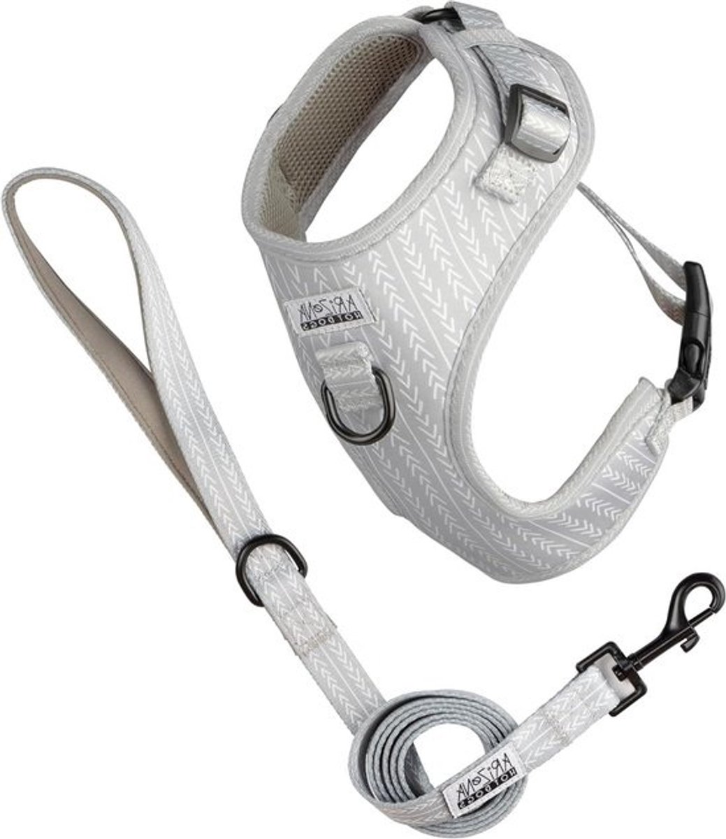 Honden Harnas - Zacht Tuigje - Comfortabel Wandelen - Verstelbare Pasvorm - XXS 27-37cm - Grijs