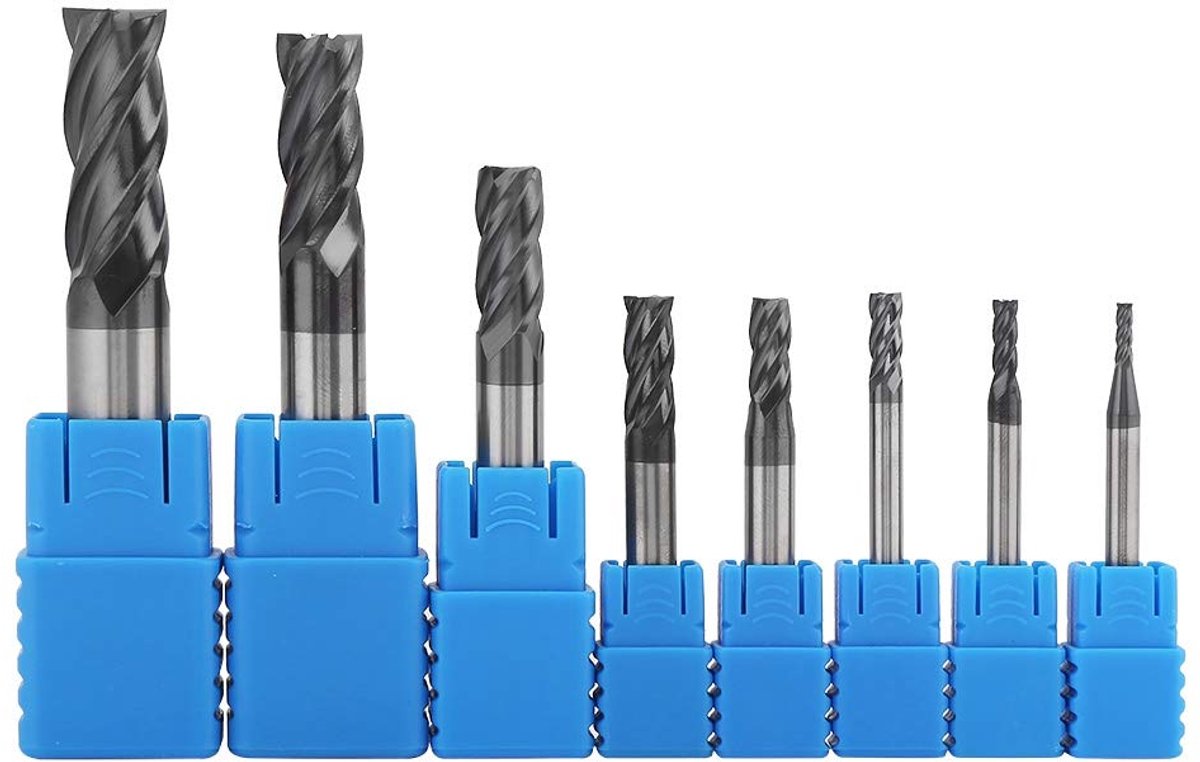 Dailygoods- Frezen 8-delige Set - Wolfraamstalen Frees - 4-fluiten Gereedschap - Hout/Aluminium - Duurzaam - Hoge Taaiheid - Freesgereedschap