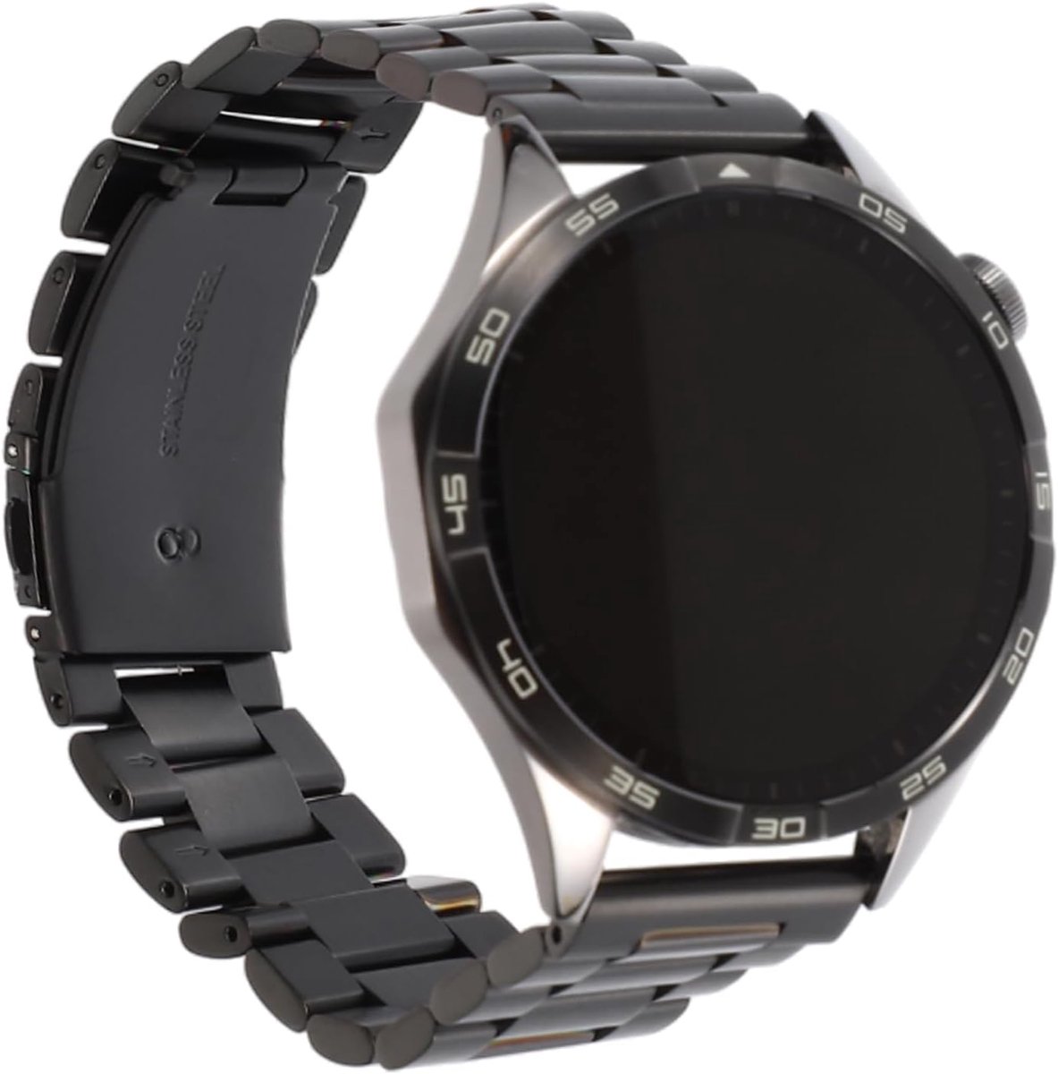 Dailygoods- Horlogebandje 24 mm Metalen - Snelsluiting - Zwart - Voor Dames/Heren - Duurzaam - Lichtgewicht - Horlogearmband